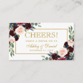 水色混合フローラ結婚飲料チケットカード エンクロージャーカード (正面)