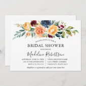 水色混合フローラ緑ブライダルシャワー 招待状 (正面/裏面)