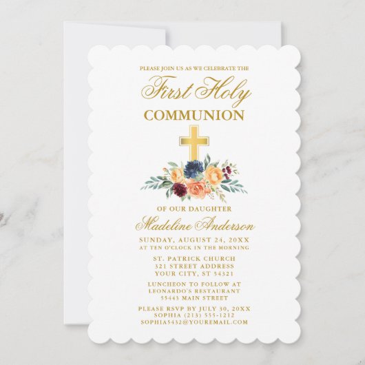 水色混合フローラ緑化金ゴールド聖域 招待状 (正面)