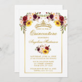 水色混合フローラ金ゴールドフレームキンセアニェラ 招待状 (正面/裏面)