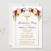 水色混合フローラ金ゴールド医療グラードパーティー 招待状 (正面)