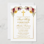 水色混合フローラ金ゴールド最初の通信 招待状 (正面)