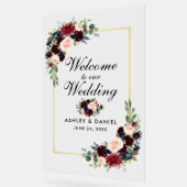 水色混合フローラ金ゴールド結婚の歓迎 アクリルサイン (傾斜)