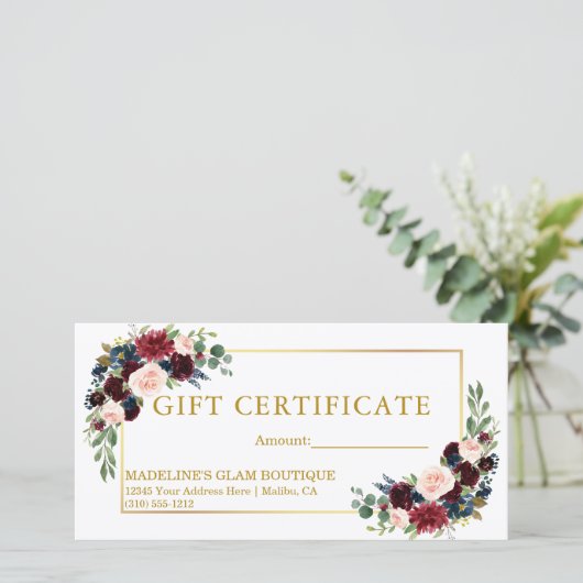 水色混合フローラ金ゴールド贈与証明書 (スタンド正面)