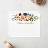 水色混合フローラ金ゴールド パーソナライズされた ノートカード (正面/裏面インサイチュ)