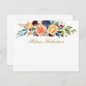 水色混合フローラ金ゴールド パーソナライズされた ノートカード (正面/裏面)