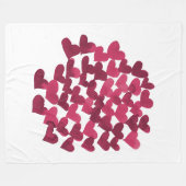 水色溶融ハート- vivaマゼンタ フリースブランケット (正面(横))