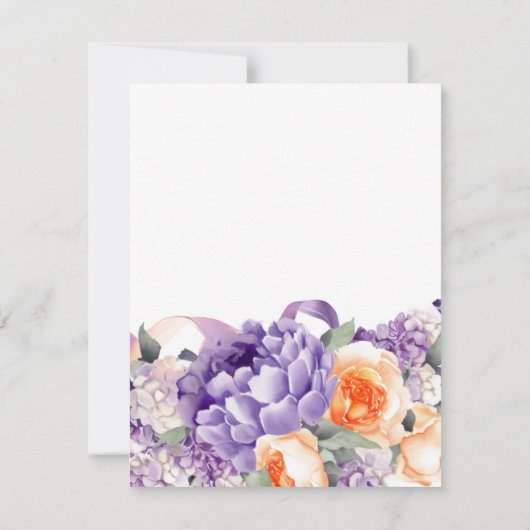 水色牡丹ほこりっぽいメイブピーチ返信カード 出欠カード (裏面)