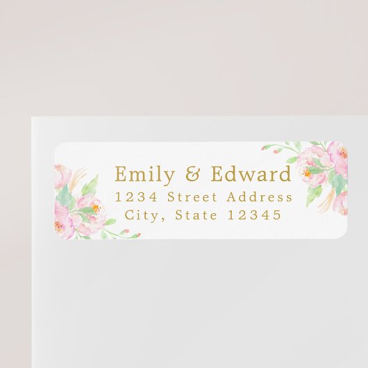 水色牡丹カップル名カスタム白アドレス ラベル