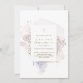 水色牧草花ファースト・ホーリー・コミュニオン 招待状 (正面)