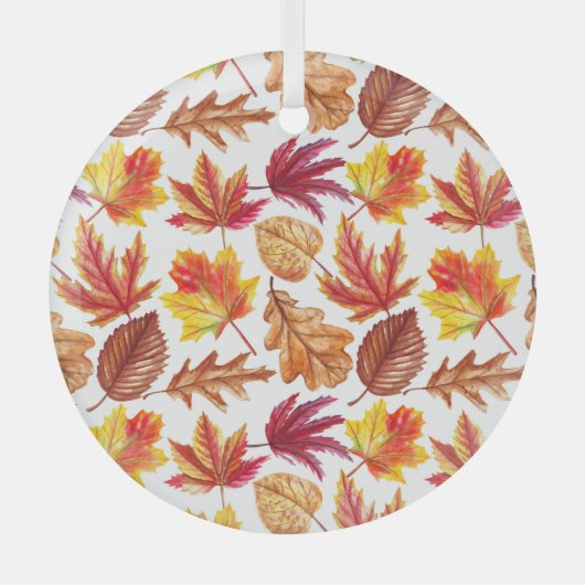 水色秋の植物性、シームレスな組成物。 ガラスオーナメント (正面)