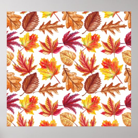 水色秋の植物性、シームレスな組成物。 ポスター (正面)