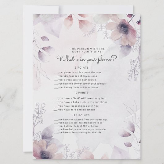 水色秋葉ベビーシャワー電話ゲームカード (正面)