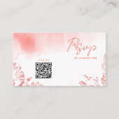 水色紅葉テラコッタQRコードウェディングRSVP エンクロージャーカード (正面)