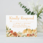 水色素朴カボチャ結婚式RSVPカード サンキューカード (スタンド正面)