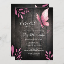 水色素朴ピンクの蝶ガールbabshower