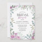 水色素朴ピンクフローラフォトブライダルシャワー 招待状 (正面)