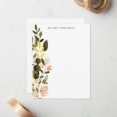 水色素朴フローラパーソナライズされた文具 ノートカード (正面/裏面インサイチュ)