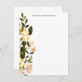 水色素朴フローラパーソナライズされた文具 ノートカード (正面/裏面)