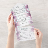 水色素朴フローラピンク オールインワン招待状 (貼ってはがせる)