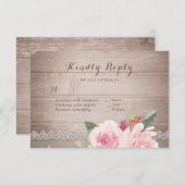 水色素朴フローラヴィンテージレース結婚式RSVP 出欠カード (正面/裏面)