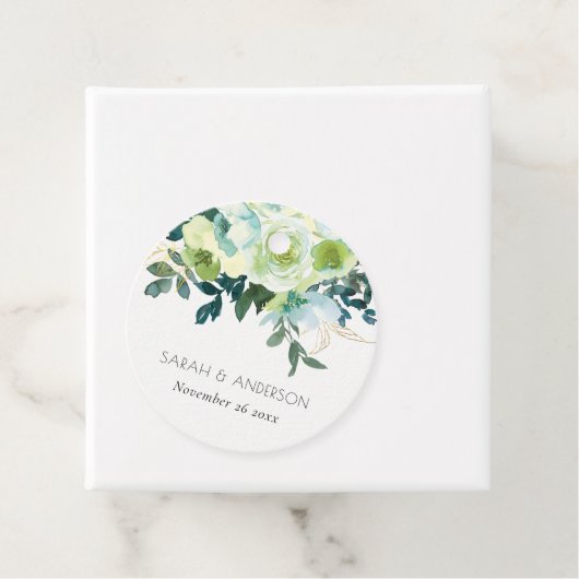 水色素朴ブルーグリーンフローラリーフ結婚ズ フェイバータグ (インサイチュ)