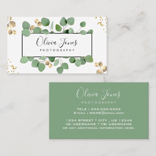 水色素朴ユーカリプトゥスボホプロフェッショナル 名刺 (正面/裏面)