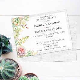 水色素朴多肉夫婦ウェディングシャワー 招待状