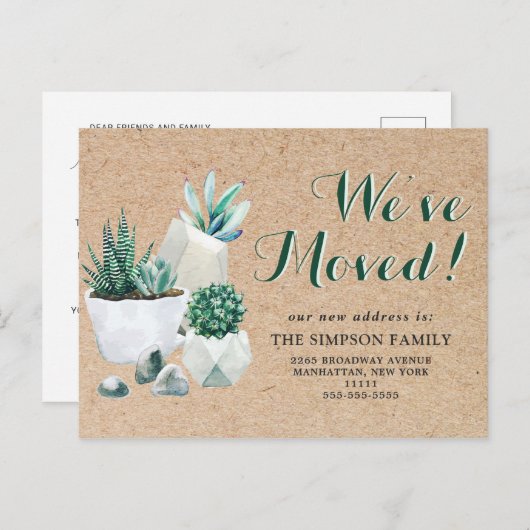 水色素朴多肉性の移動発表 ポストカード (正面/裏面)