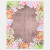 水色素朴多肉類 フリースブランケット (正面)