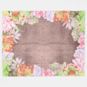 水色素朴多肉類 フリースブランケット (正面(横))