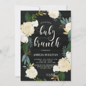 水色素朴花赤ちゃんシャワーブランチ 招待状 (正面)