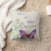 水色紫パーソナライズされたチョウ クッション (ブランケット)