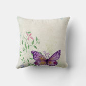 水色紫パーソナライズされたチョウ クッション (裏面)