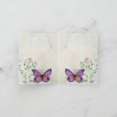 水色紫パーソナライズされたチョウ 招待状 (内部)