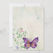 水色紫パーソナライズされたチョウ 招待状 (裏面)