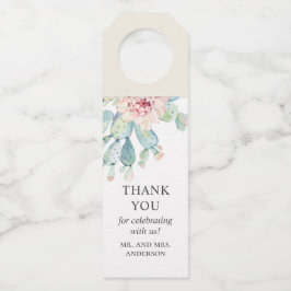 水色結婚の多肉類。サボリ感謝していス ボトルネックタグ