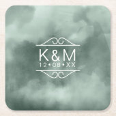 水色結婚の緑ID654 スクエアペーパーコースター (正面)