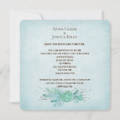 水色結婚フローラの小枝の花束 招待状 (裏面)