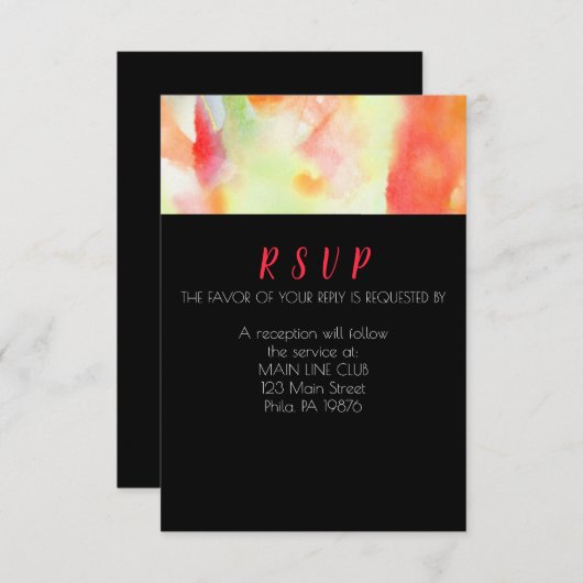 水色結婚式招待状応答応答RSVP 招待状 (正面/裏面)