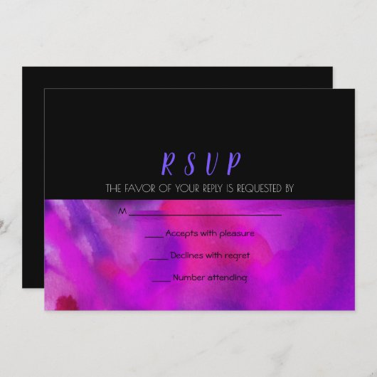 水色結婚式招待状応答応答RSVP 招待状 (正面/裏面)