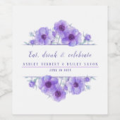 水色結婚紫色のアネモネの花ラベル ワインラベル (シングルラベル)