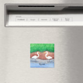 水色絵を描の2つの白いエグレスのウェディングマグネット マグネット (インサイチュ (食洗機))