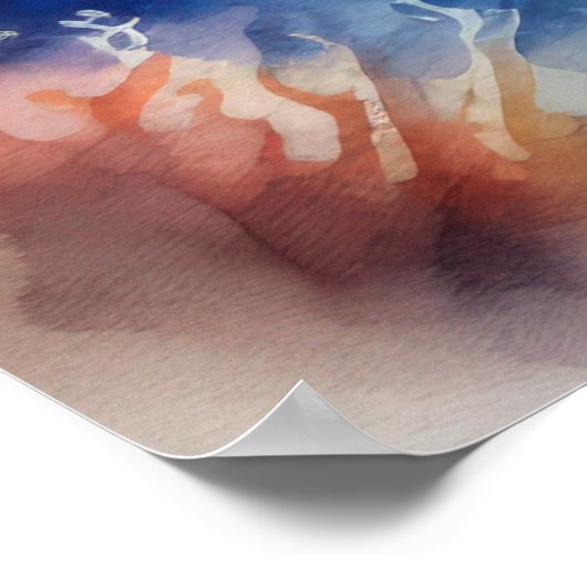 水色絵を描ウミガメ ポスター (角)