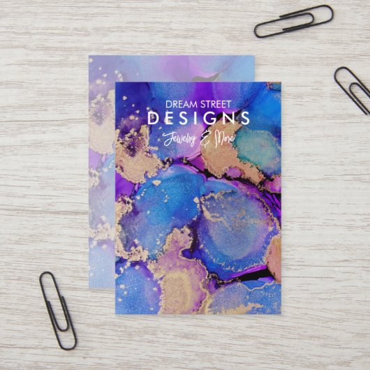 水色絵を描（ばちゃばちゃ）跳ねるイヤリングディスプレイカード 名刺 (正面/裏面インサイチュ)