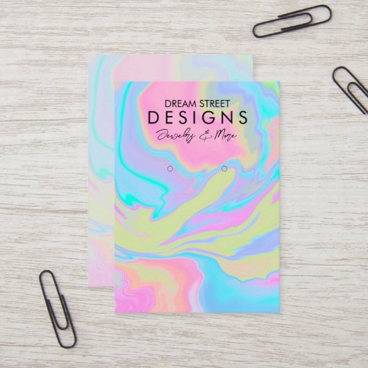 水色絵を描(ばちゃばちゃ)跳ねるイヤリングディスプレイカード 名刺 (正面/裏面インサイチュ)