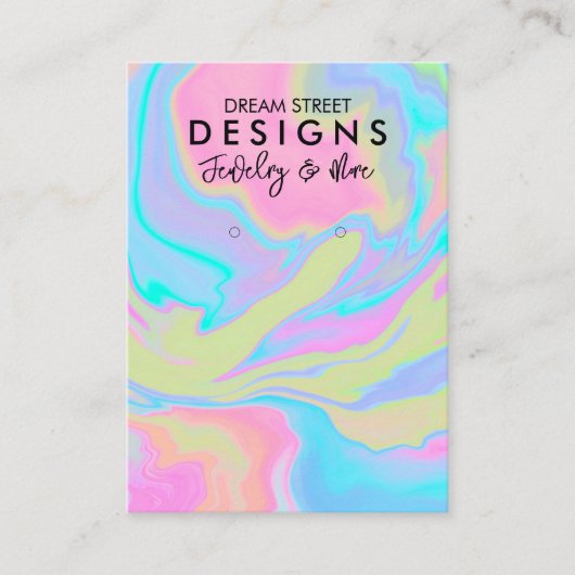 水色絵を描（ばちゃばちゃ）跳ねるイヤリングディスプレイカード 名刺 (正面)