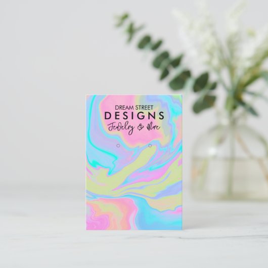 水色絵を描（ばちゃばちゃ）跳ねるイヤリングディスプレイカード 名刺 (スタンド正面)