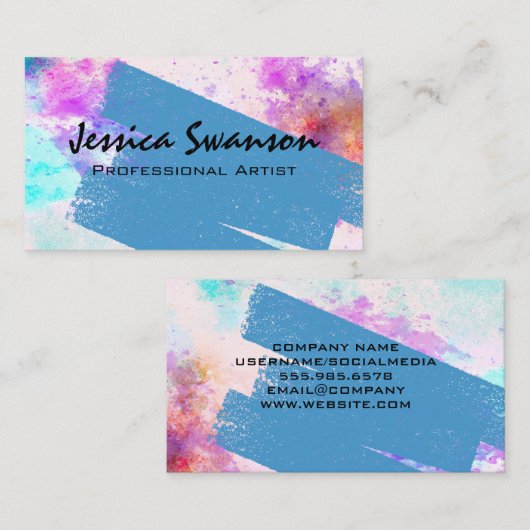 水色絵を描 |ストロ絵を描ーク 名刺 (正面/裏面)