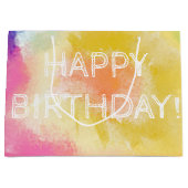 水色絵を描、ハッピーバースデー、大抱き枕 ラージペーパーバッグ (正面)